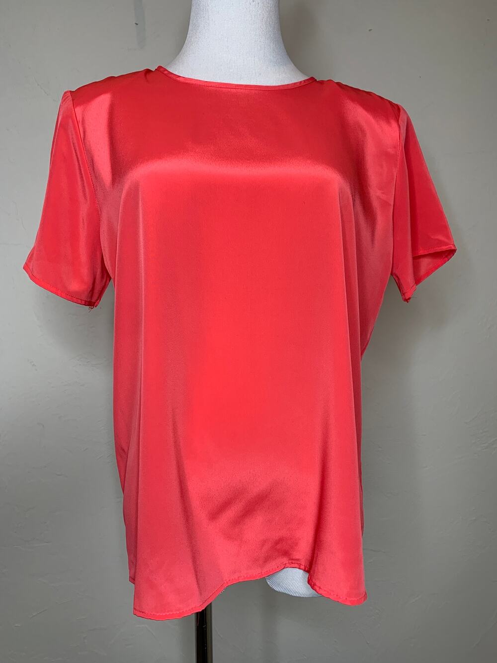 Coral Silky Blouse Pullover Sz Small New Old Stock NWT
